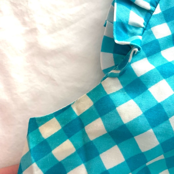 Kate Spade Silk Blue Gingham/Plaid Ruffle Wrap Dress Sz 8 - Picture 5 of 5